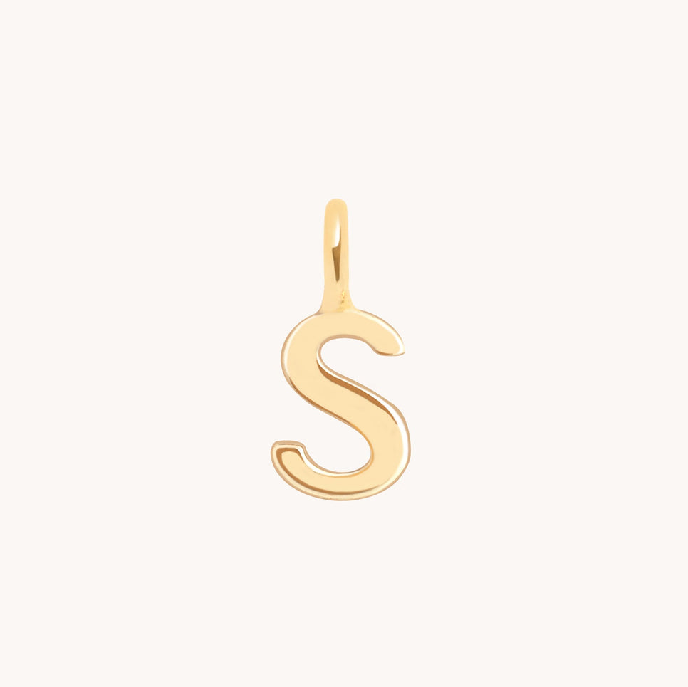 S Initial Charm 9k Gold