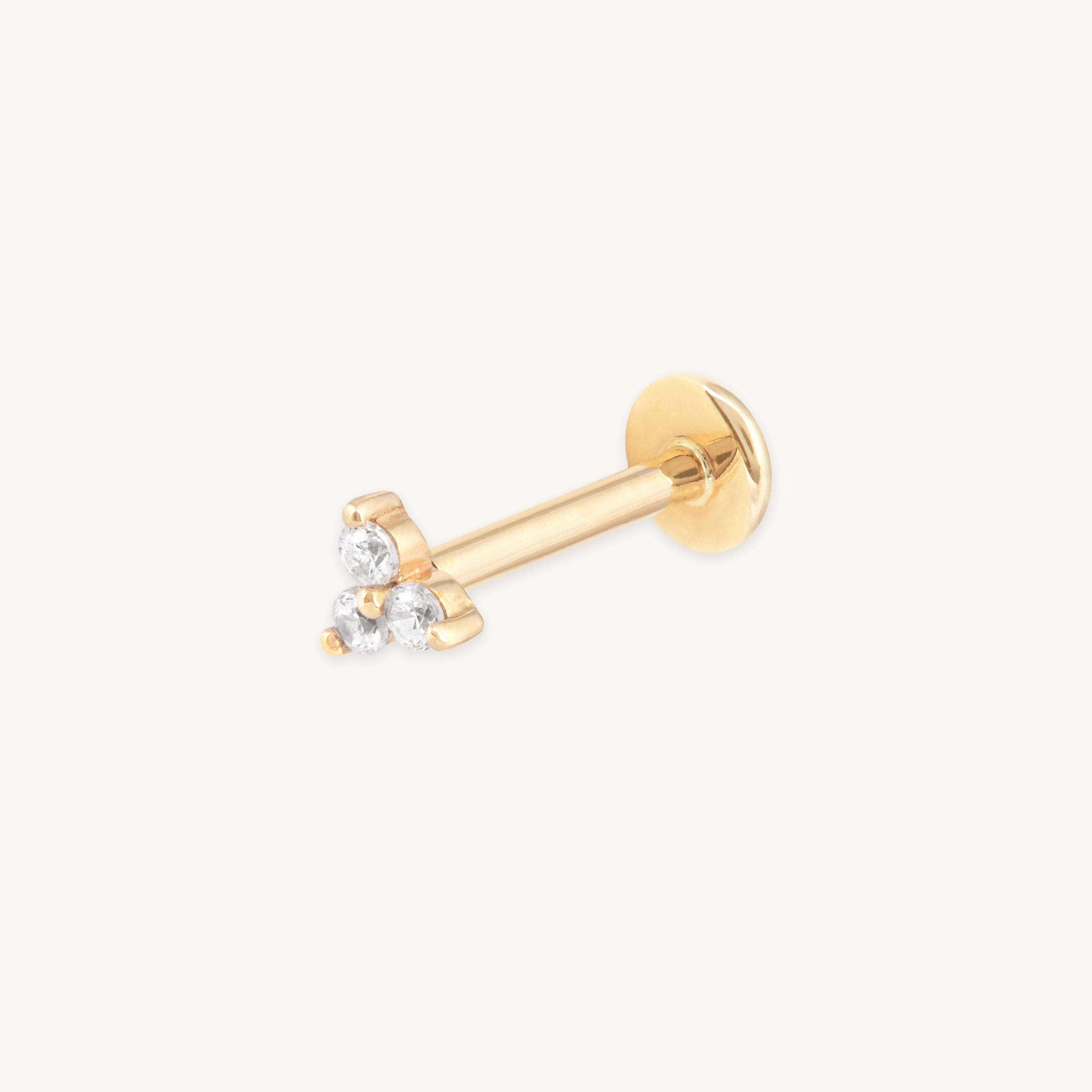 Triple Topaz Piercing Stud in Solid Gold 6mm | Astrid & Miyu Earrings