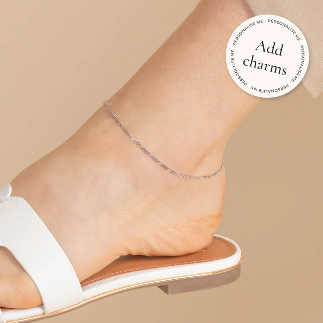 Soho Chain Anklet in Solid White Gold