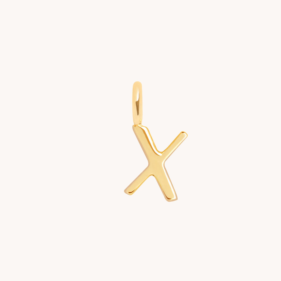 X Initial Charm 9k Gold