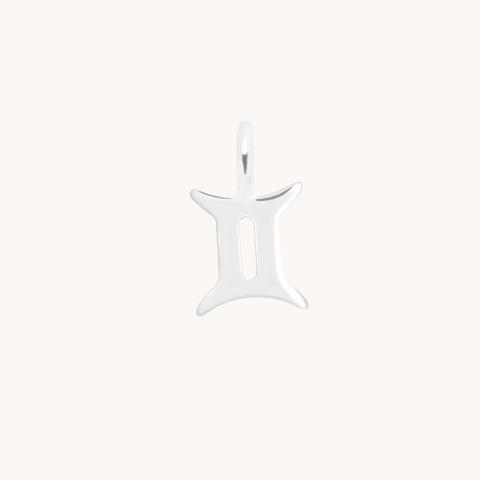 Gemini Zodiac Charm 9k White Gold