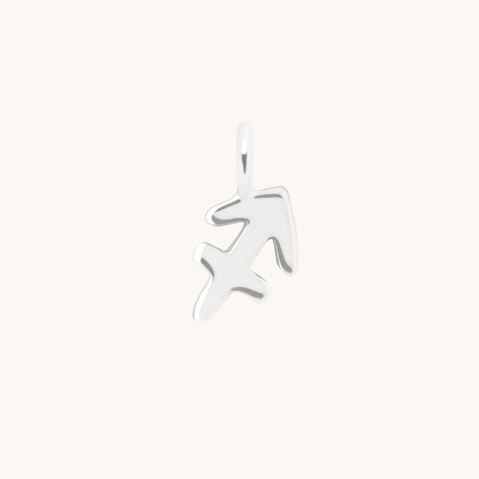 Sagittarius Zodiac Charm 9k White Gold