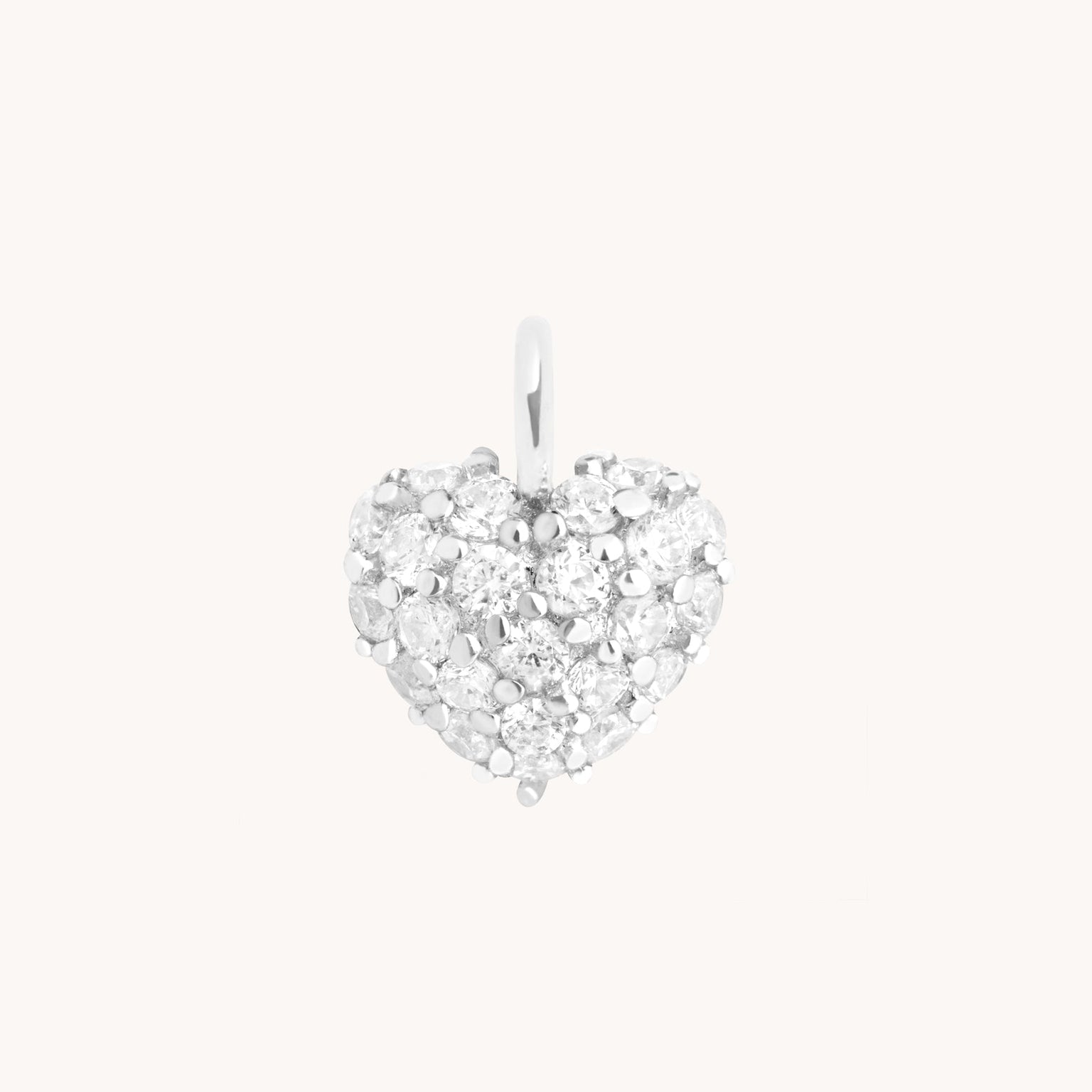 Pavé Heart Charm 9k White Gold