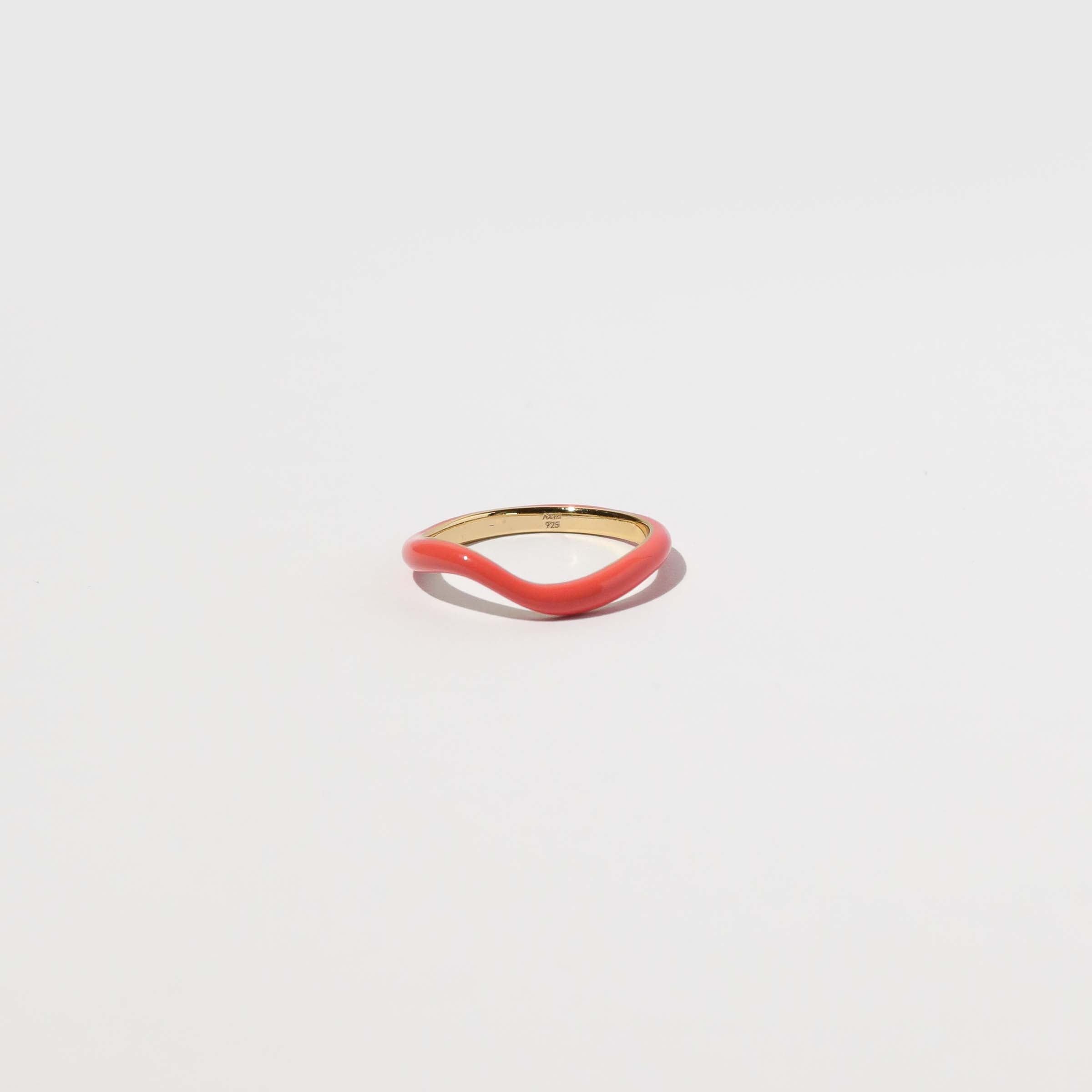 Wave Coral Enamel Ring flat lay