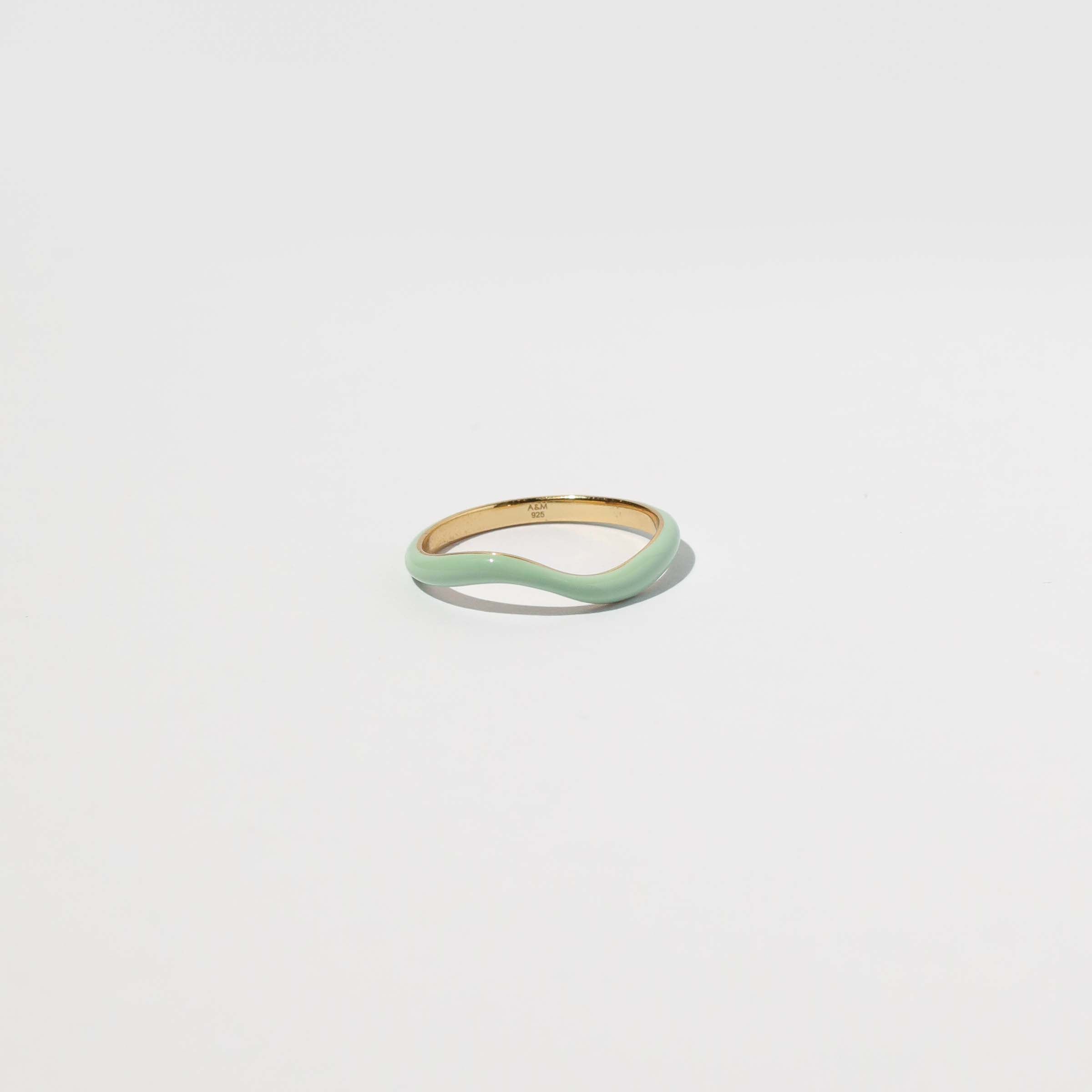 Wave Mint Enamel Ring in Gold flat lay