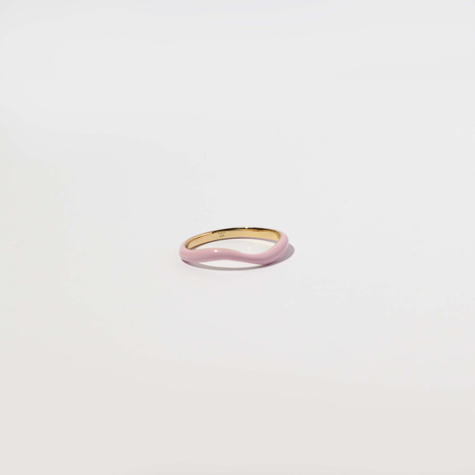 Wave Pink Enamel Ring flat lay