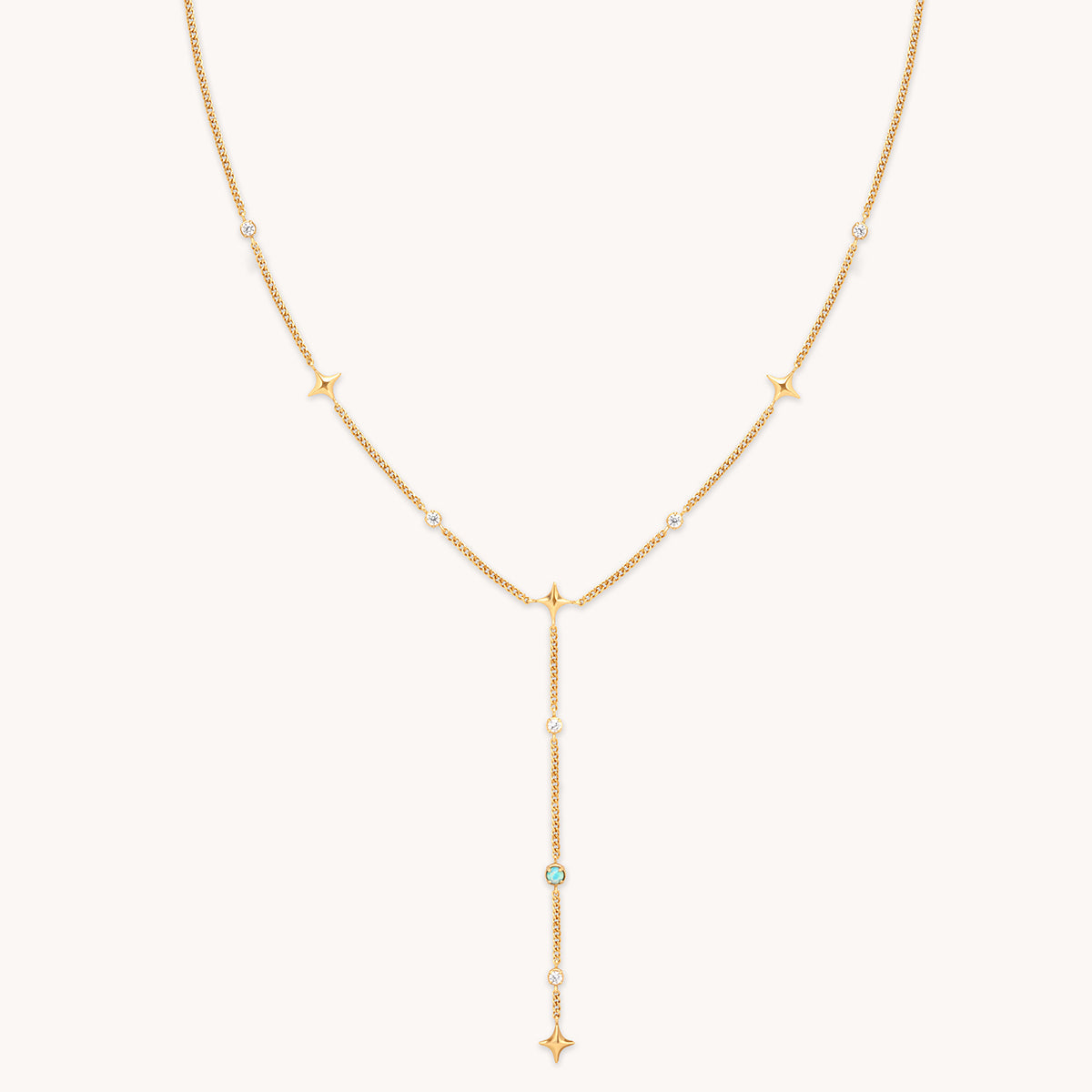 Cosmic Star Opal Lariat Necklace in Gold