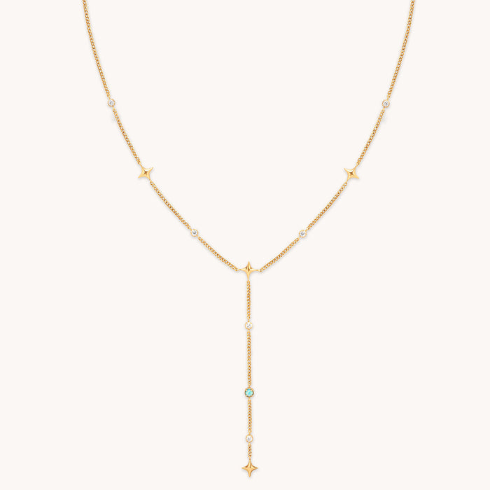 Cosmic Star Opal Lariat Necklace in Gold