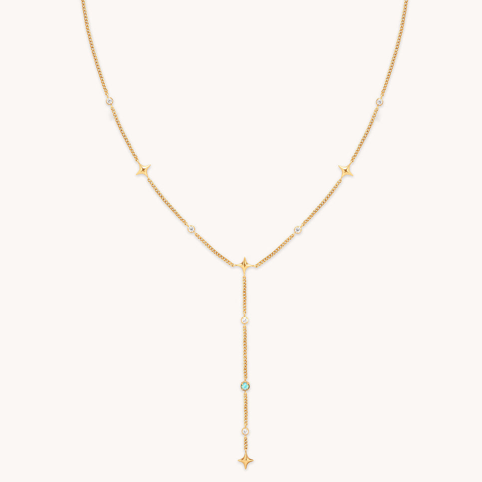 Cosmic Star Opal Lariat Necklace in Gold