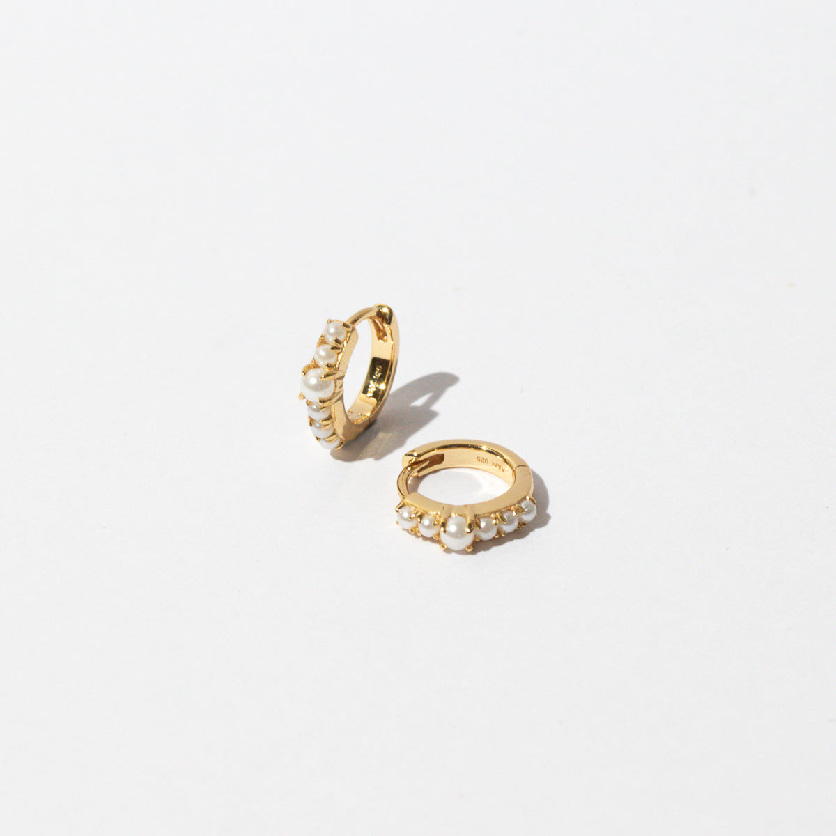 Radiant Gold Pearl Huggies | Astrid & Miyu Earrings