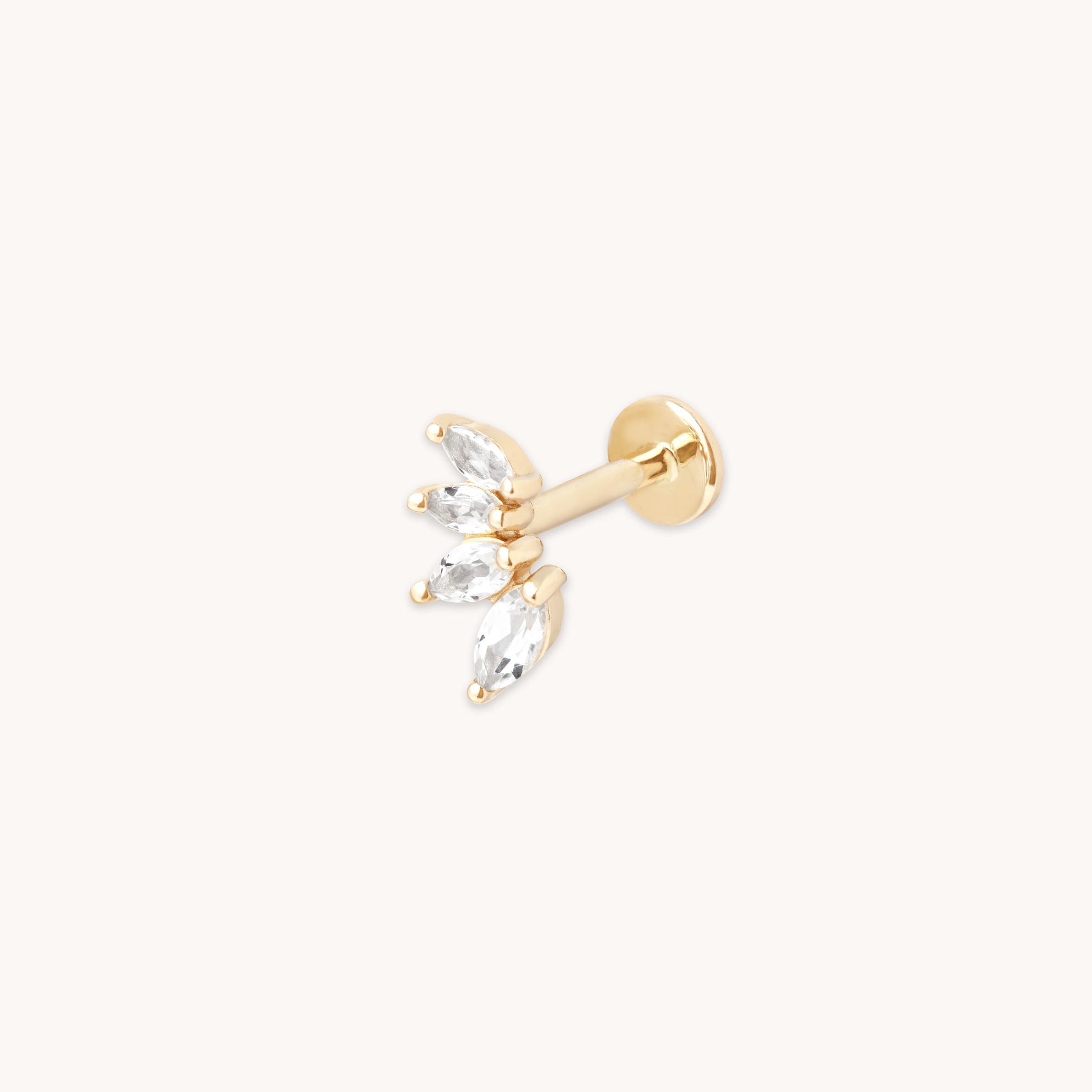 Navette Topaz Solid Gold Rook Hoop | Astrid & Miyu Earrings