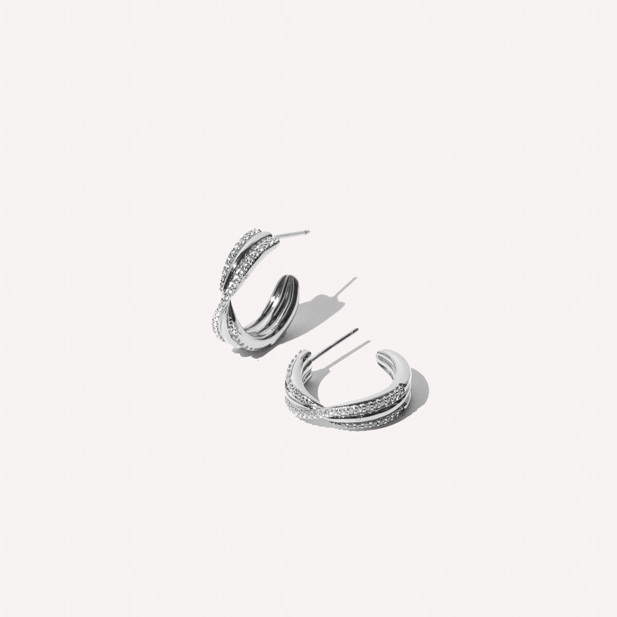 Twist Pavé Hoops in Silver