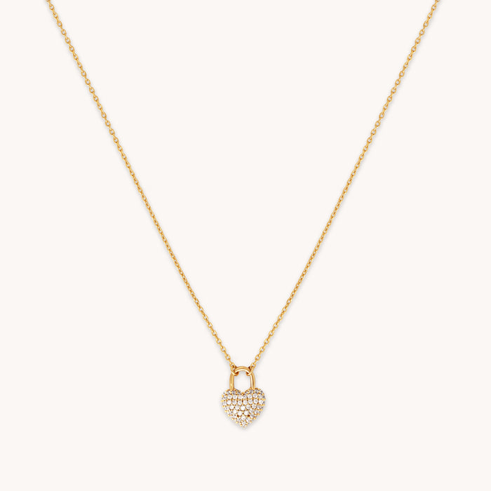 Heart Pave Pendant Necklace in Gold