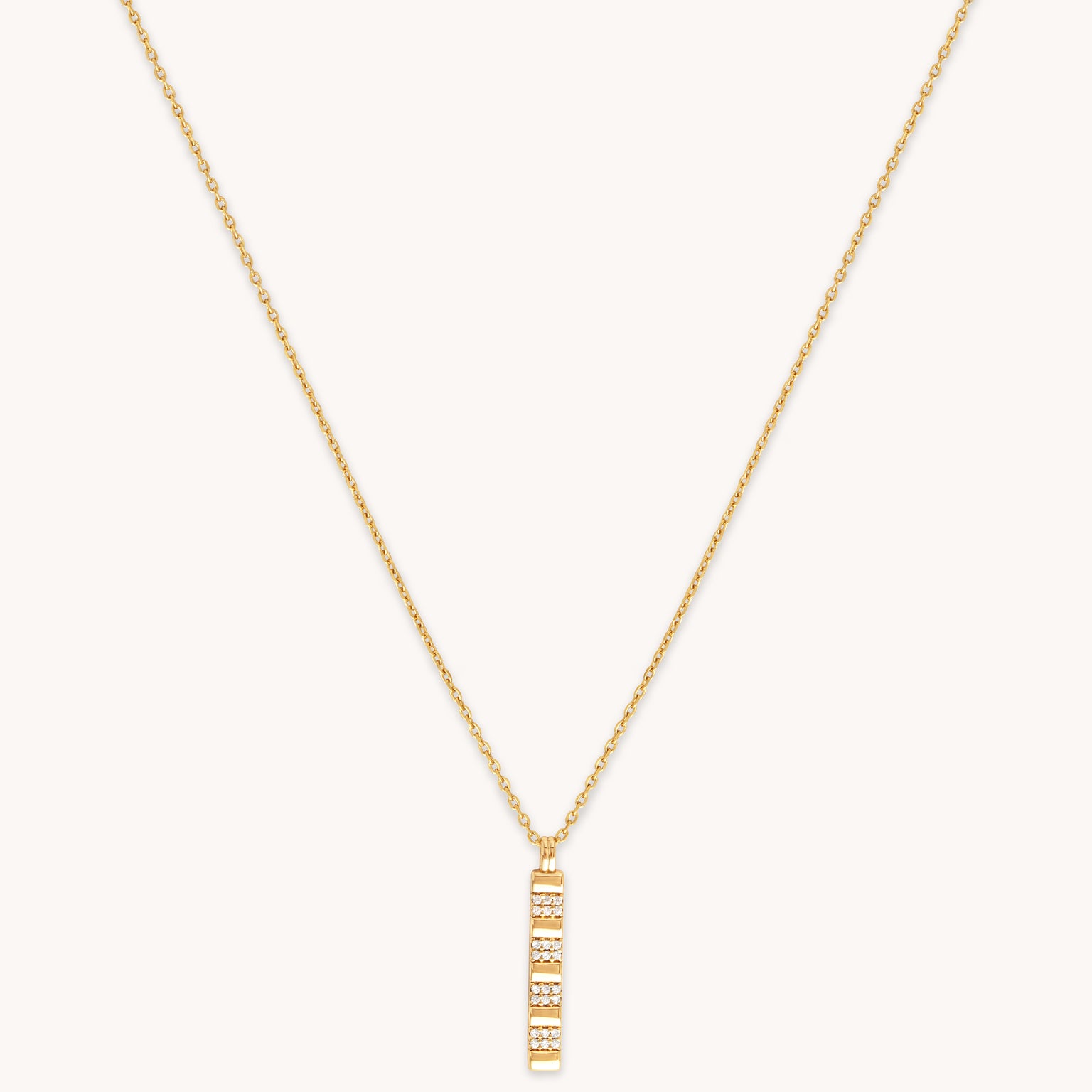 Pleated Crystal Pendant Necklace in Gold