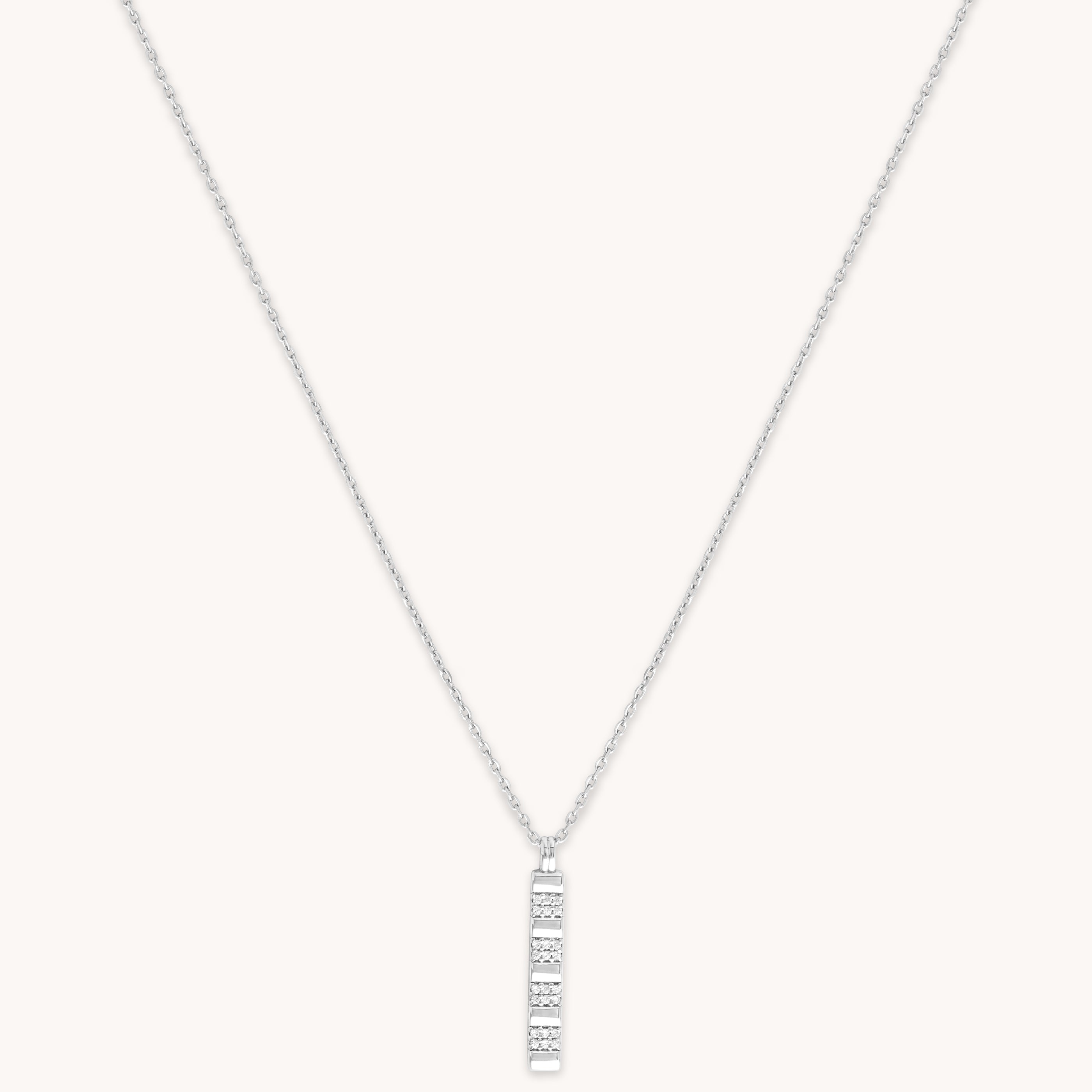 Pleated Crystal Pendant Necklace in Silver