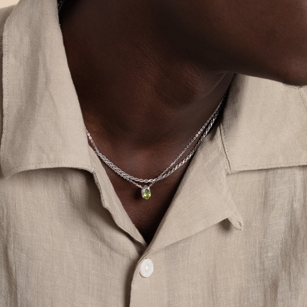 Olivine Pendant Necklace in Silver