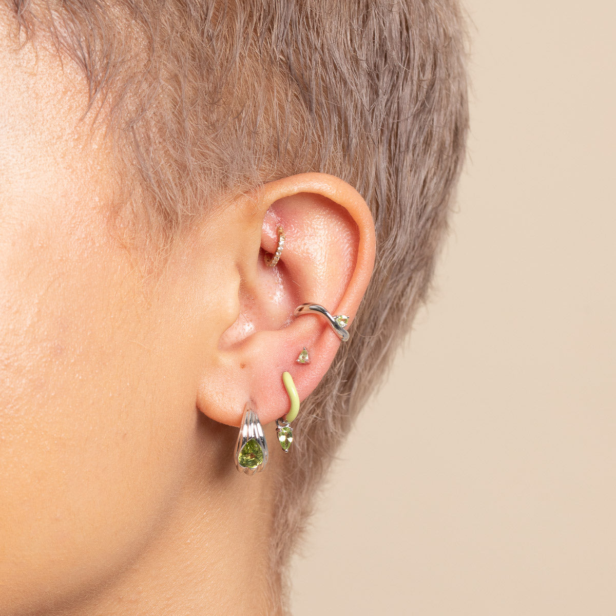 Olivine Stud Earrings in Silver