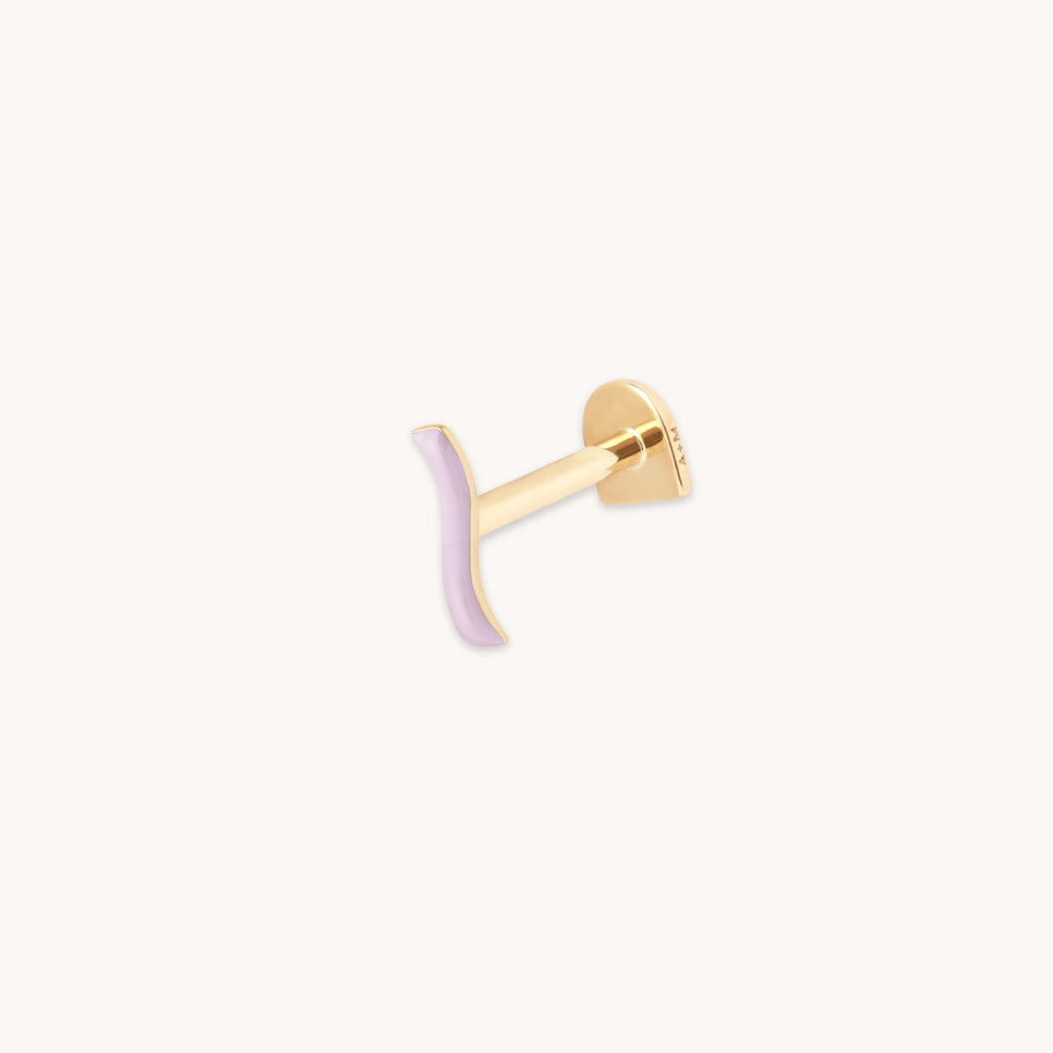 Lilac Enamel Wave Piercing Stud in Solid Gold