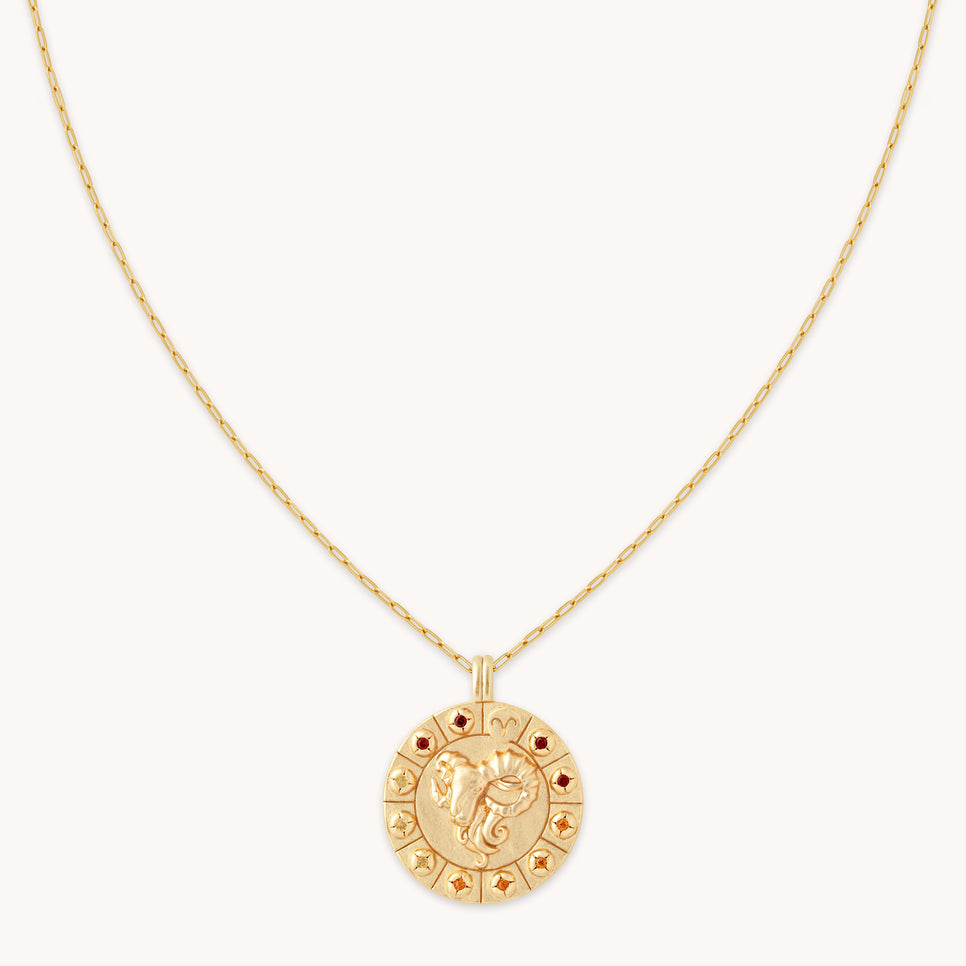 Aries Bold Zodiac Pendant Necklace in gold