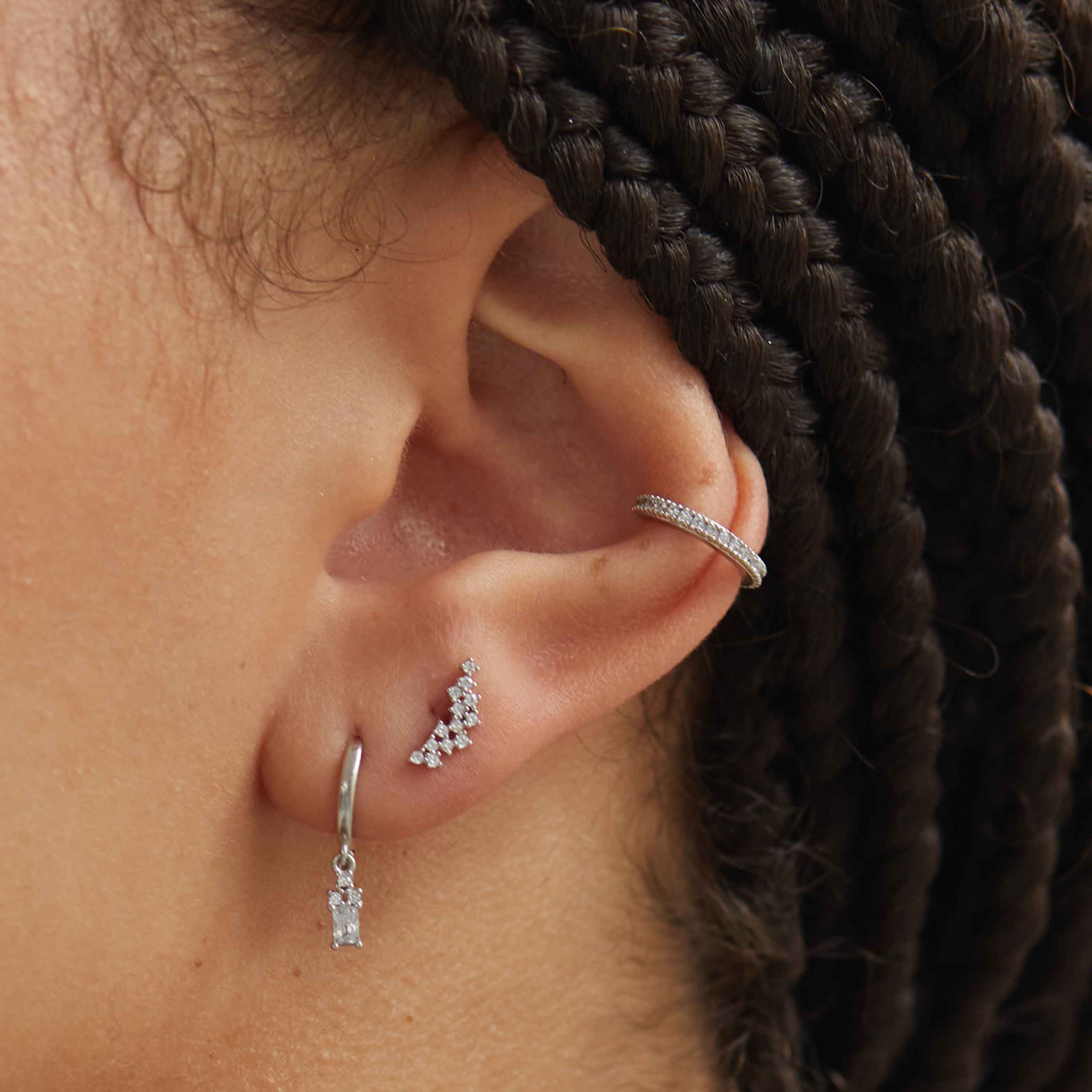 Crystal Ear Cuff in Silver