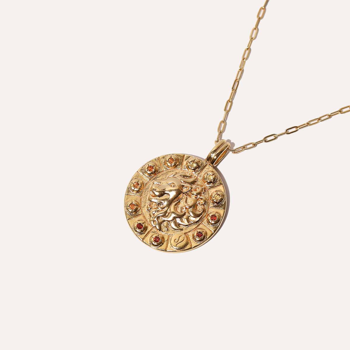 Solid gold medallion on sale necklace