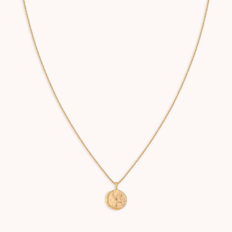 Cancer Zodiac Pendant Necklace in Gold