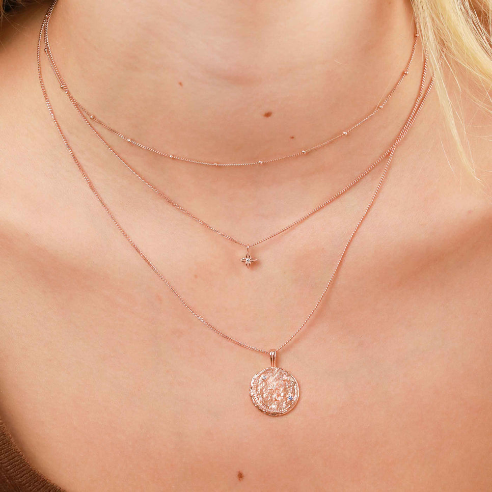 Cancer Zodiac Pendant Necklace in Rose Gold