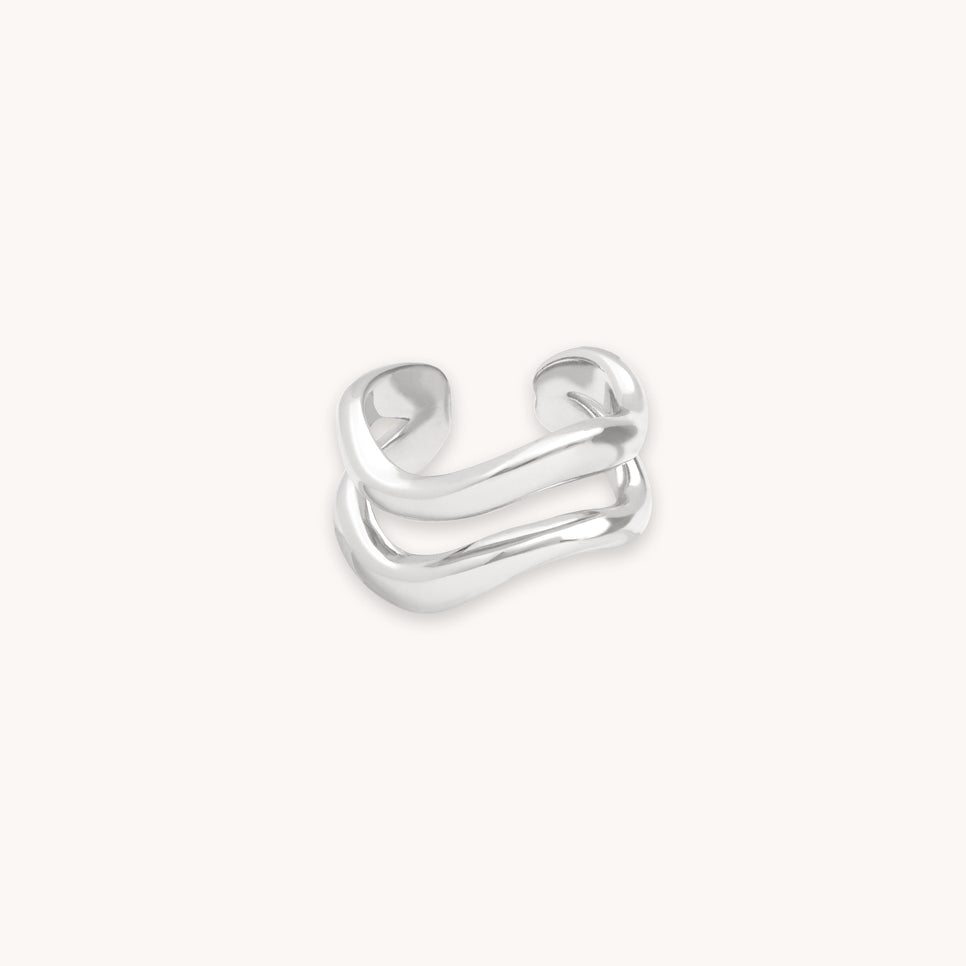 Molten Duo Ear Cuff in Silver