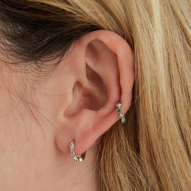 Cosmic Emerald Hoop 6.5mm in Silver