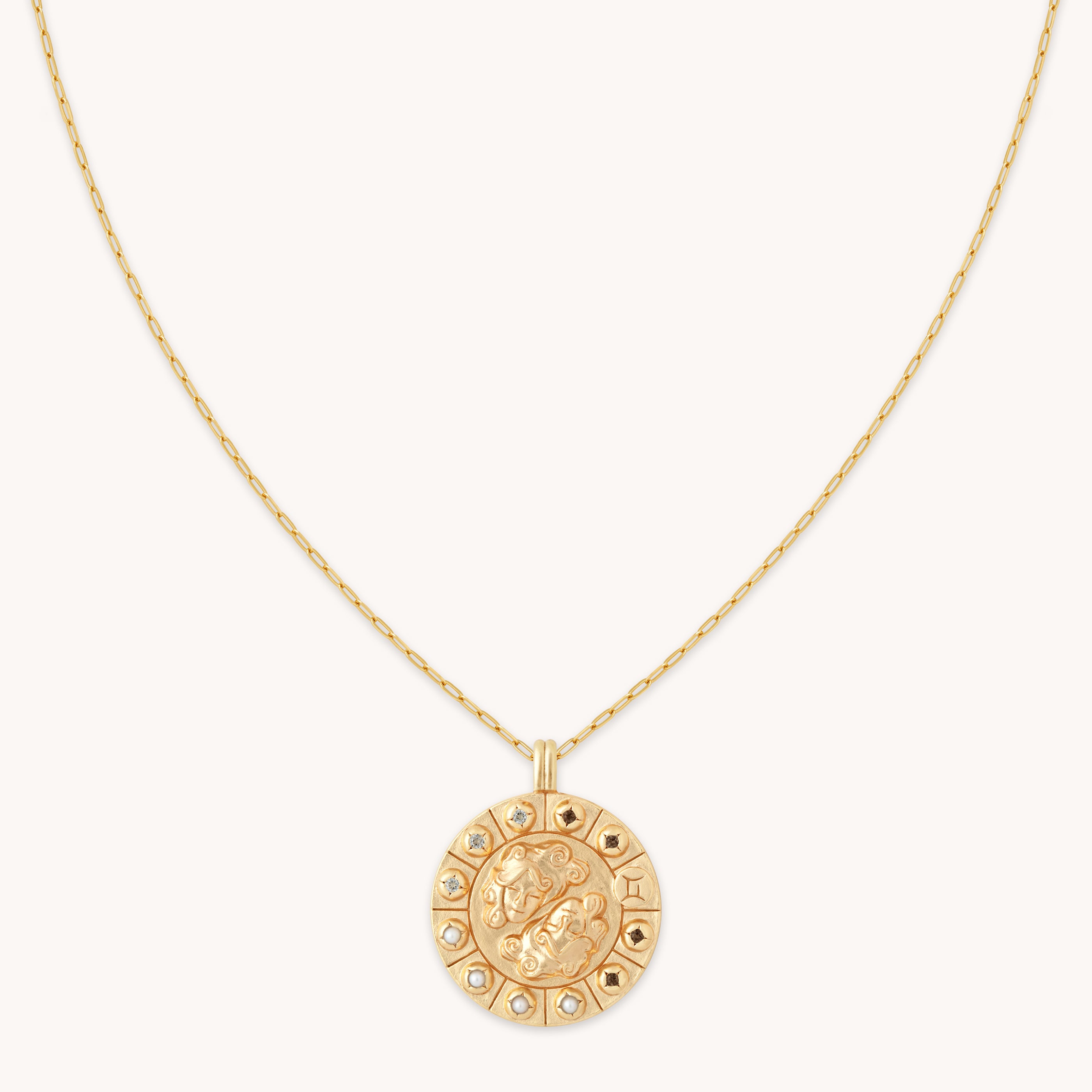 Gemini Gold Zodiac Bold Pendant | Astrid & Miyu Necklaces