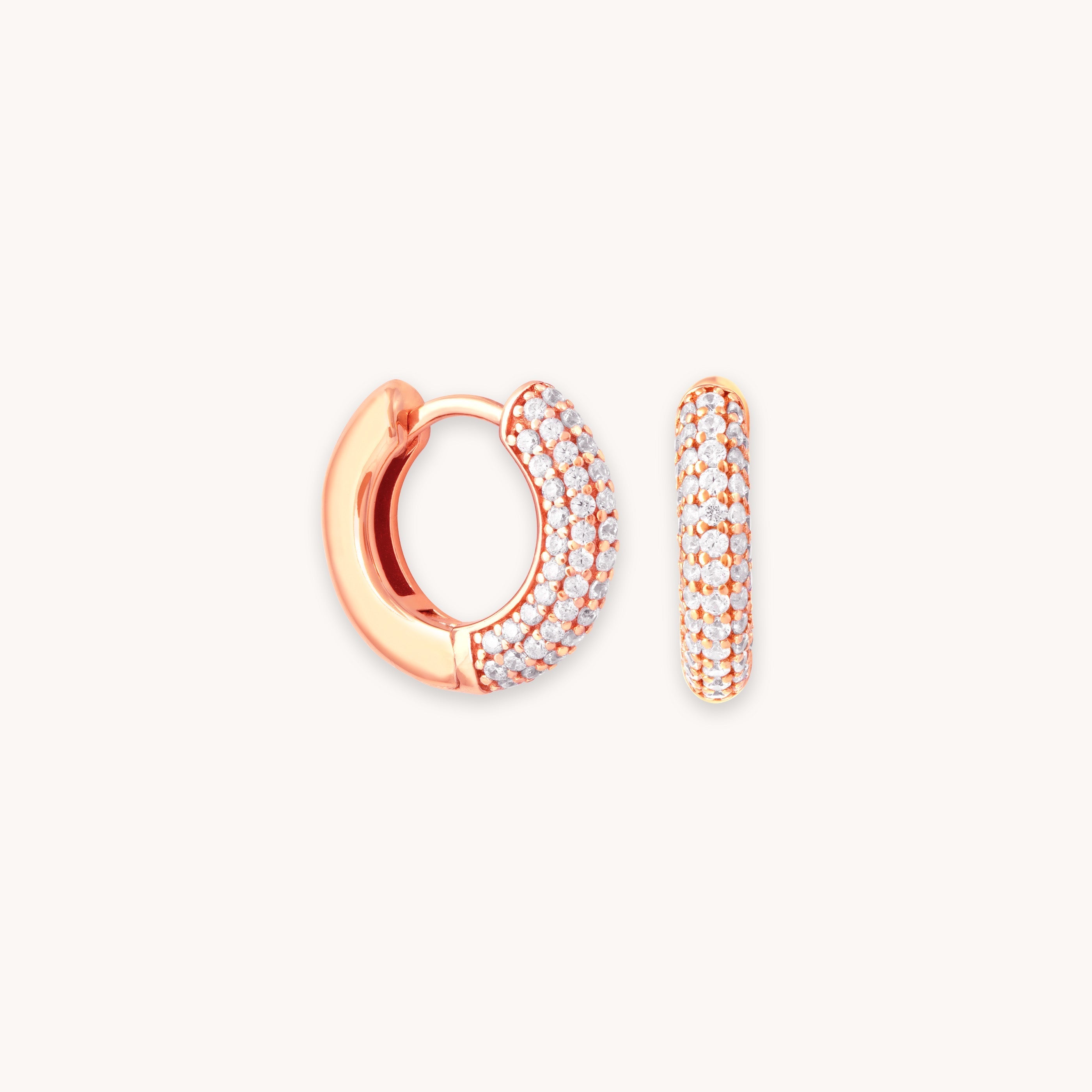 Glimmer Pave Huggies in Rose Gold