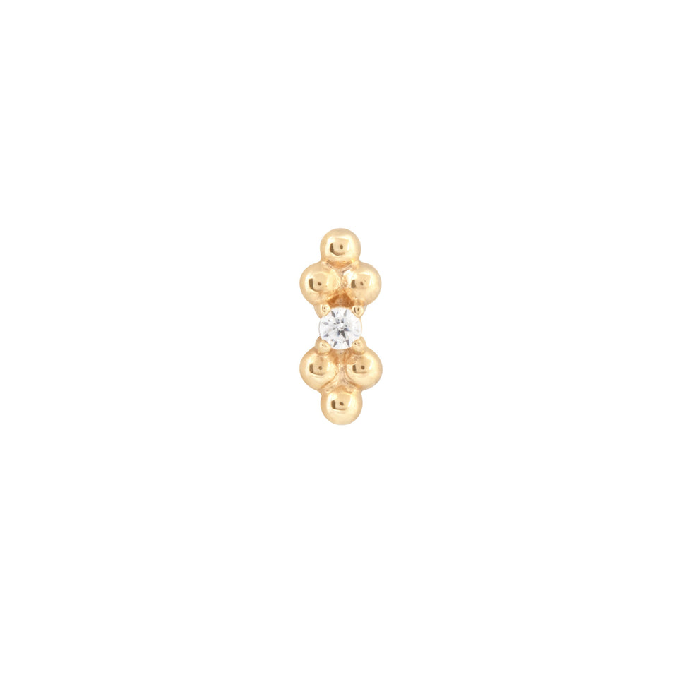 Solid Gold Crystal Beaded Piercing Stud