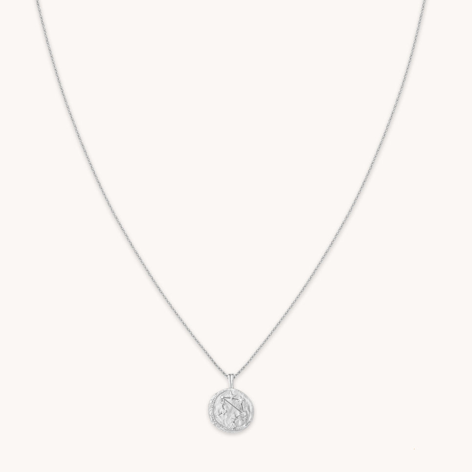 Libra Zodiac Pendant Necklace in Silver