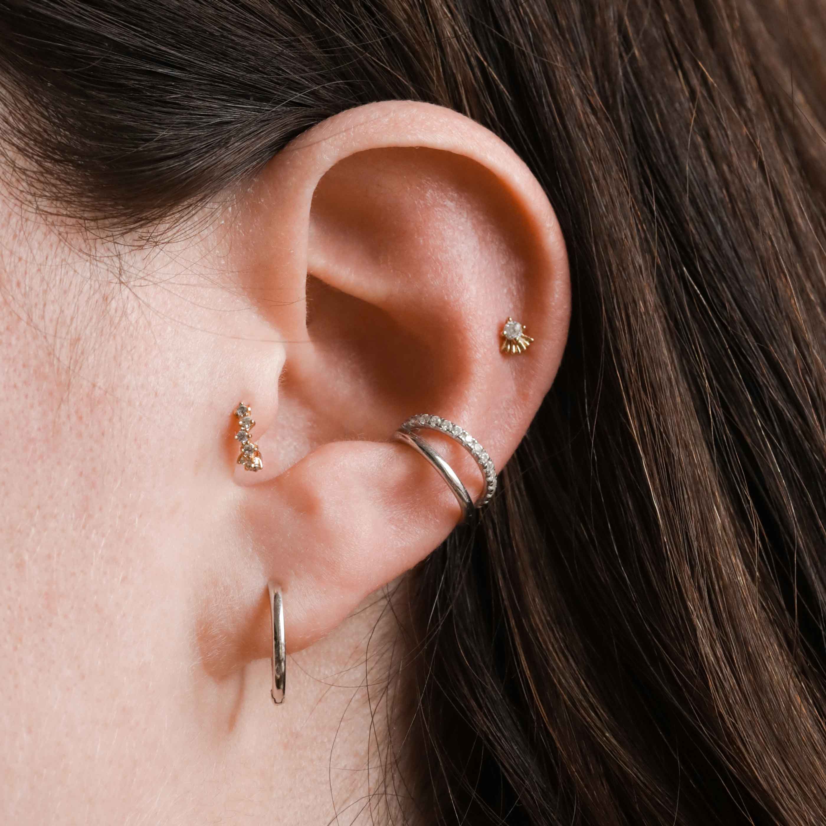 Illusion Silver Crystal Ear Cuff | Astrid & Miyu Earrings