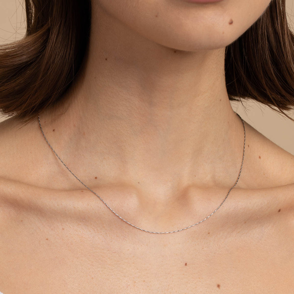 Marylebone Chain Necklace in Solid White Gold