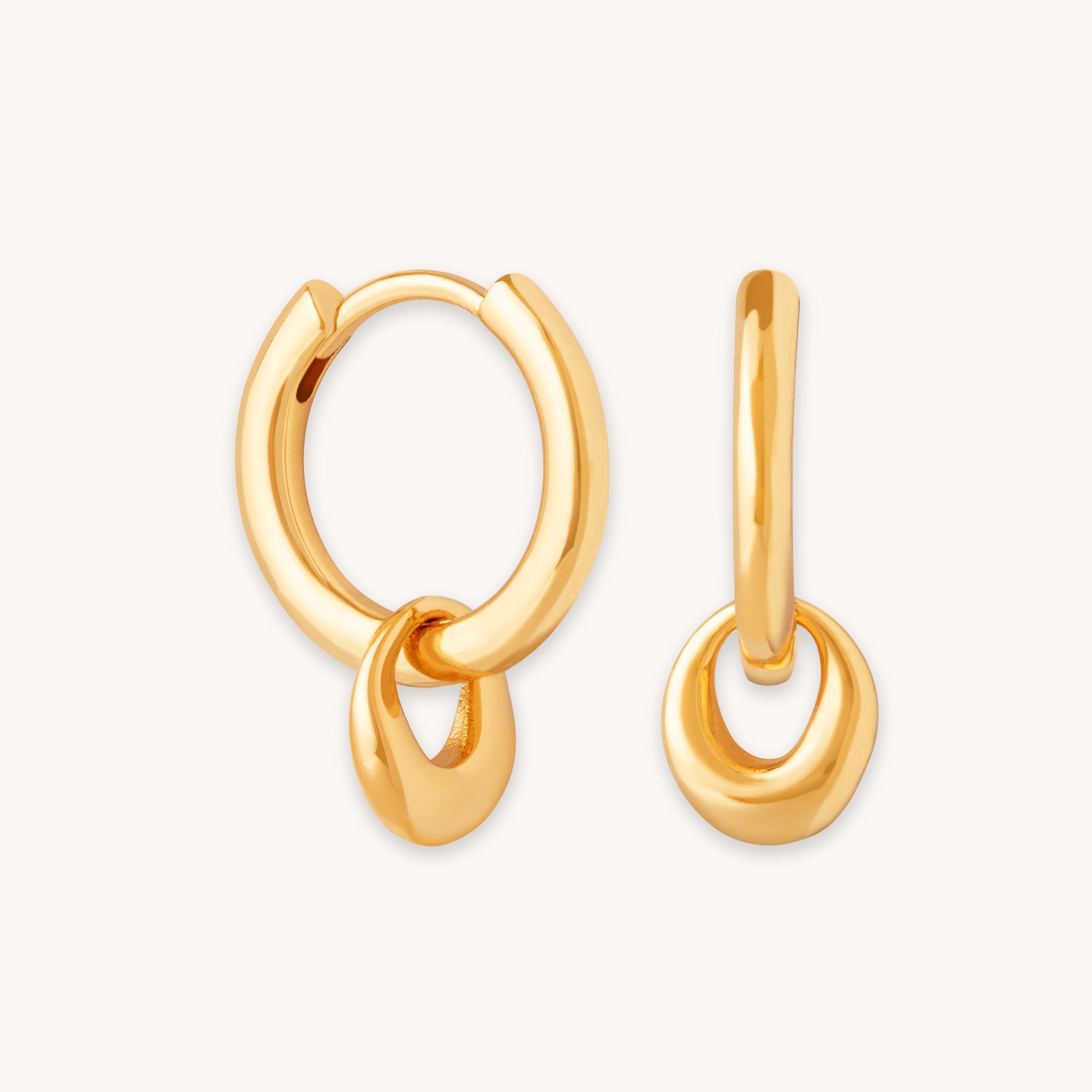 Molten Charm Hoops in Gold