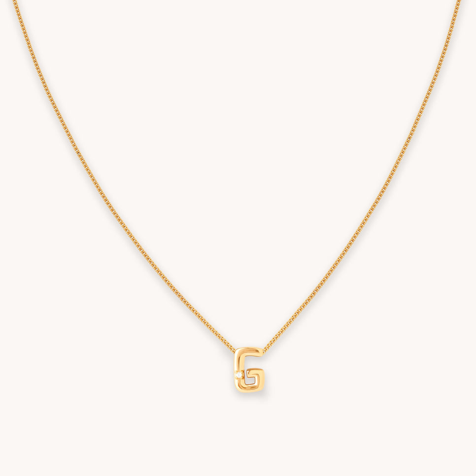 G Initial Pendant Necklace in Gold