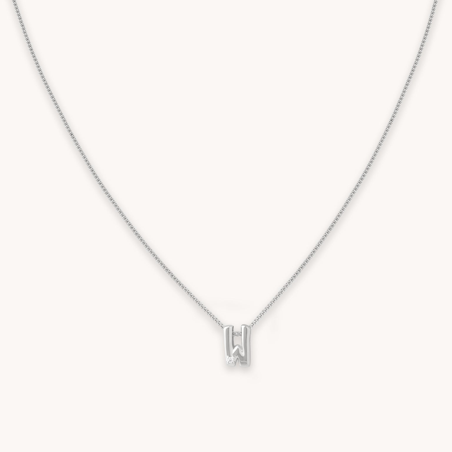 W Initial Pendant Necklace in Silver