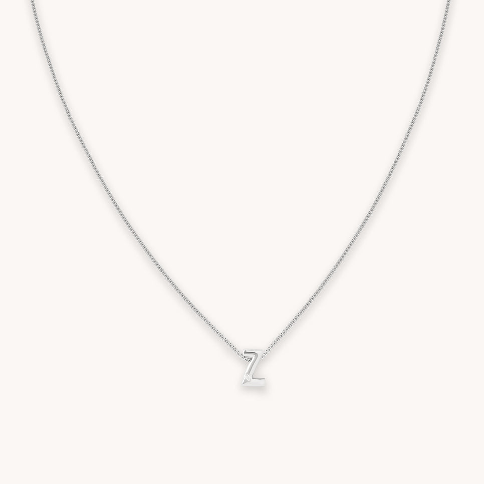 Z Initial Pendant Necklace in Silver