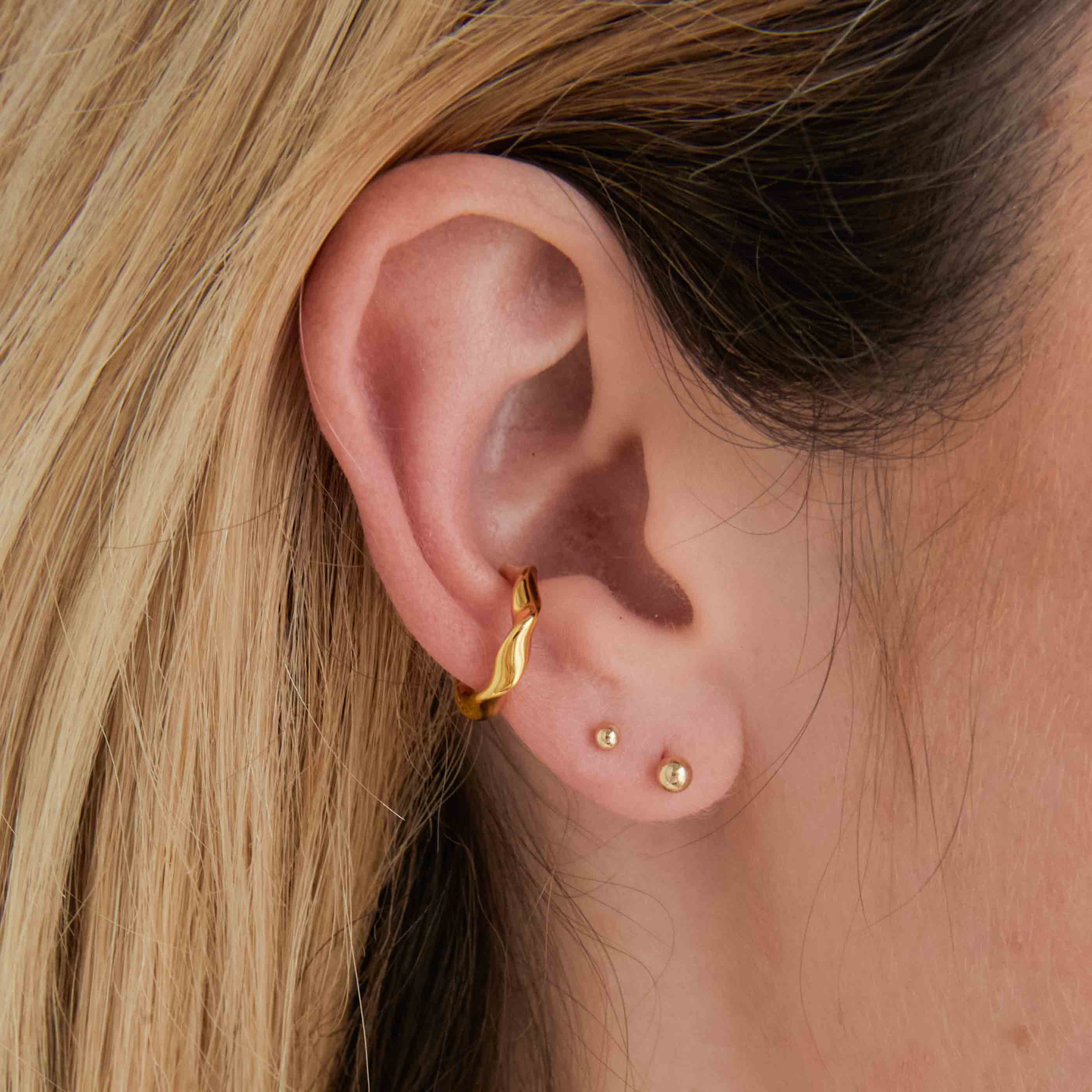 Solid Gold Large Ball Piercing Stud | Astrid & Miyu Earrings