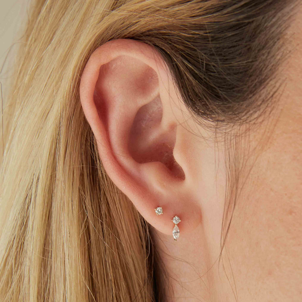 Solid Gold Topaz Piercing Stud