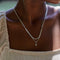 Rectangular Link Necklace Chain in Silver  worn with rope chain necklace