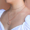 Rope & Pearl Pendant Necklace in Rose Gold worn with beaded choker