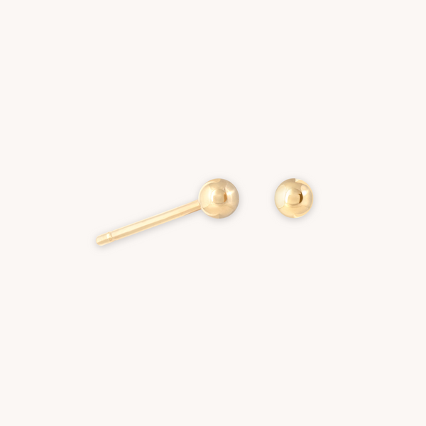 Small Ball Stud Earrings in Solid Gold cut out