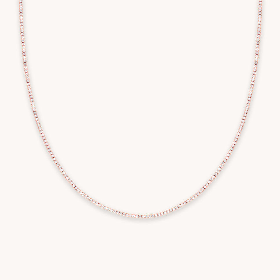 Tennis Chain Necklace in Rose Gold