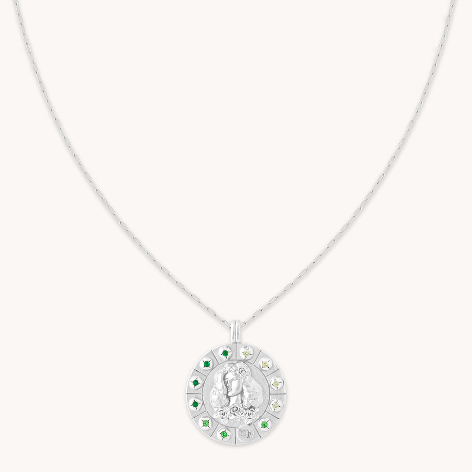 Virgo Bold Zodiac Pendant Necklace in Silver