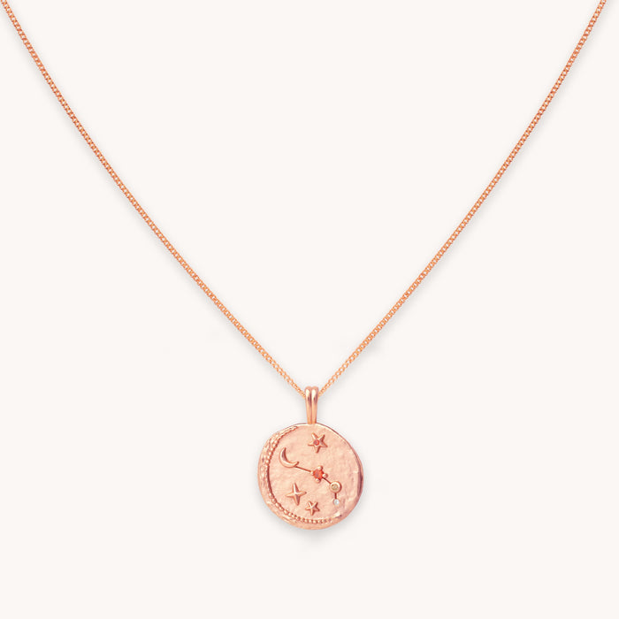 Aries Zodiac Pendant Necklace in Rose Gold