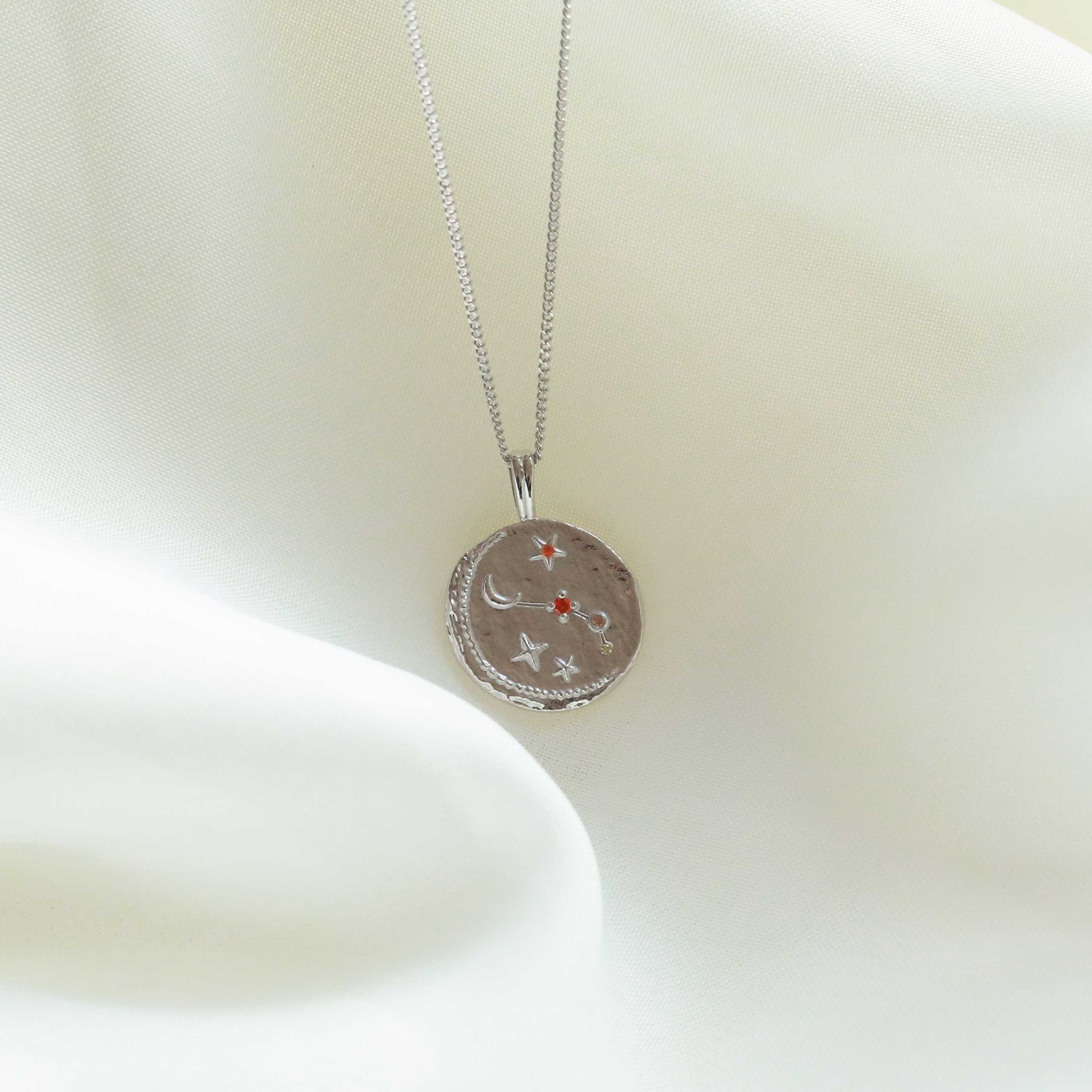 Aries Zodiac Pendant Necklace in Silver