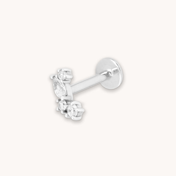 Cluster Marquise Piercing Stud in Solid White Gold