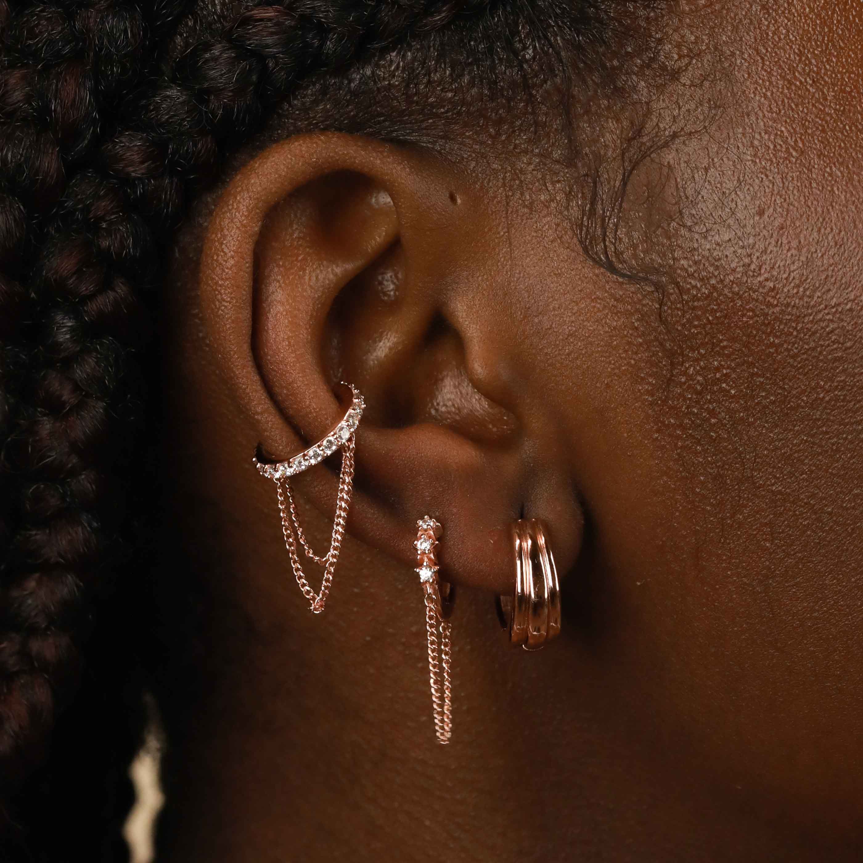 Long chain ear hot sale cuff earrings